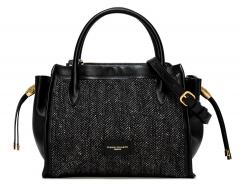 Kurzhenkeltasche schwarz strukturierter Stoff Gianni Chiarini Demi Leder