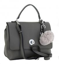 L.Credi Belvedere Kurzgrifftasche Fake Fur Anhänger grau