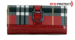 L.Credi Geldbörse Krokoprägung Debby rot RFID-Schutz Karo