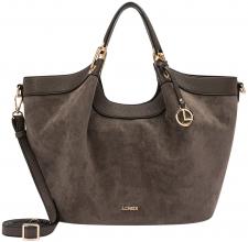 L.Credi Beuteltasche in Materialmix Pheline Dark Taupe vegan