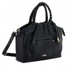 L.Credi Kurzgrifftasche mit Flechthenkel Mia Schwarz 