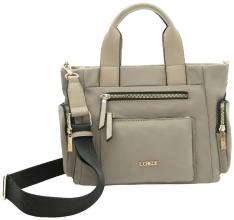 L.Credi beige Odeta Kurzgrifftasche Sand taupe Kontrast Materialmix