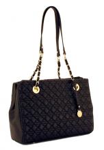 L.Credi Umhängetasche Night Queen Kette gesteppt Schwarz