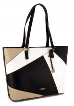 L.Credi Yvette Shoppertasche Synthetik Schwarz Weiß Beige