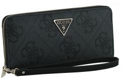 elegantes Damenwallet schwarz grau Laurel II Coal Logo Guess