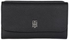 Damen Portmonee Tommy Hilfiger schwarz Silber Flap Element 