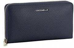 Ledergeldbörse dunkelblau Ziparound Coccinelle Metallic Soft Midnight Blue