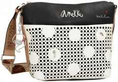 Beuteltasche Anekke Alma Lunares Lochmuster weiß schwarz 