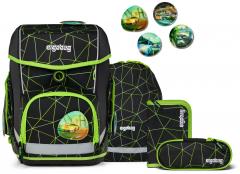 Schultaschenset ergobag cubo CyBär Rade Autos schwarz grün