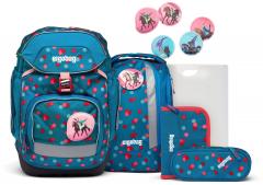 Schultaschenset Ergobag Pack VoltiBär blau Punkte Pferde