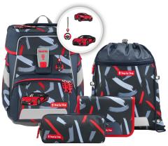Schulrucksack Komplettset grau rot Auto Step by Step Sports Car Mick
