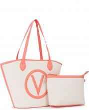 sommerliche Henkeltasche Bast Natur Coral Valentino 