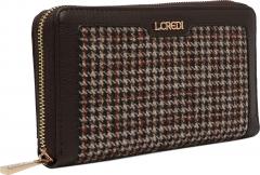L.Credi Wallet groß Lenette Hahnentritt braun