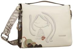 geräumige Damentasche Anekke beige Stickerei Webband Sophia Gaia