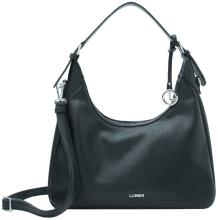 schmale Schultertasche L.Credi Petronia schwarz vegan klassisch