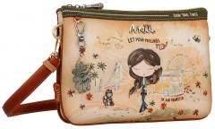 zweigeteilte Umhängetasche Anekke Peace & Love Camel San Francisco Hippie bestickt