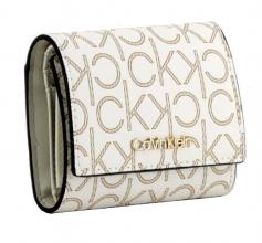 Portmonee Calvin Klein Trifold XS Monogram Birch Mono Beige Alloverprint RFID