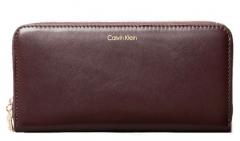 Calvin Klein Damenbörse CK Large Zip Around Bordeaux Leder