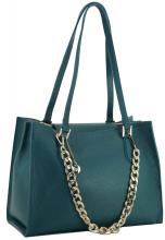 Riementasche Caleidos Ottanio petrol Kette genarbtes Leder