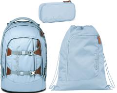 dreiteiliges Set Schulrucksack Satch Pack Nordic Ice Blue hellblau Turnbeutel Schlamperbox