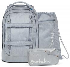 Set Satch Denim Schultasche reflektierend Washed Blue hellblau Fransen 