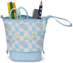 Satch Pencil Slider Summer Era hellblau kariert Blumen Schüttelpennal