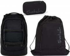 dreiteiliges Schülerset schwarz Satch Pack Gymbag Pencil Box Blackjack