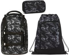 Rucksackset Satch Pack Mountain Grid grau gemustert 3teilig