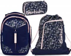 Schultaschenset Satch Match Bloomy Breeze dunkelblau Blumenprint