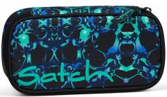 Satch schwarze Federmappe Caleido Blue recycelt Geodreieck