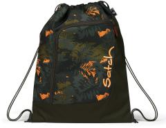Turnbeutel Satch Gymbag Jurassic Jungle dunkelgrün orange Pflanzenprint