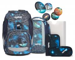 Schulrucksackset reflektierender Print ergobag pack Weltall blau Astronaut