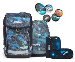 Schulrucksacktset ergobag cubo Weltall reflektieren dunkelblau Schüttelpennal Sportbeutel