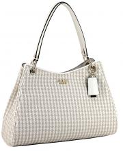 sommerliche Henkeltasche Flechtoptik Guess Mirema White Multi beige
