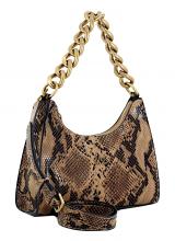 Schultertasche Snakeprint Guess Tullia Tan Python Kette