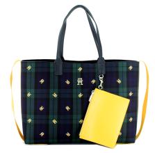 herbstliche Schultertasche Tommy Hilfiger Iconic Tommy Tote BW Kariert