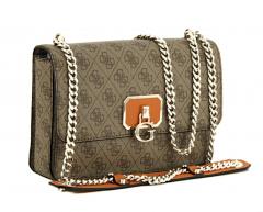 Schultertasche mit Ketten Guess Alisa Printdesign Latte Orange