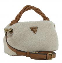 Kurzgrifftasche Guess Shaida Natural Cognac hellbeige Plüsch