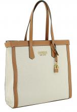 Guess Shopper Jovie Cognac Webstoff beige braun Anhänger