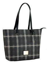 Shopper L.Credi Bridge grau schwarz kariert Lack gold