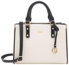 L.Credi Bicolor Henkeltasche creme Penia Kontrast braun