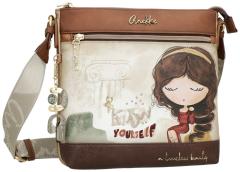 Anekke Muse Beuteltasche Print braun beige bestickt