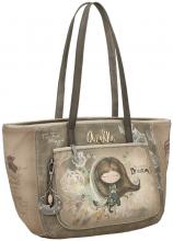 geräumige Henkeltasche Anekke Erdtöne Nieten metallic Real geprägt