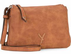 Suri Frey Umhängetasche dreigeteilt braun Fransenanhänger