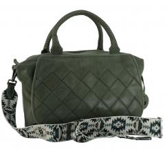 Harbour 2nd  dunkelgrüne Damenhandtasche Flechtmuster Fashion Lights Sestilia Leaf