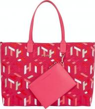 Tommy Hilfiger Iconic Tote Mono Business Shopper auffällige Stickerei Pink