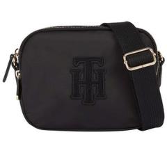 Nylon Crossovertasche Hilfiger Poppy schwarz Applique TH