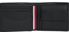 Tommy Hilfiger Business Lederbörse Herrn mit Saffiano Finish CC Flap and Coin Black