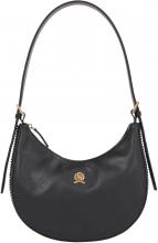 Leder Tasche Damen Tommy Hilfiger Crest Leather Shoulder Bag schwarz
