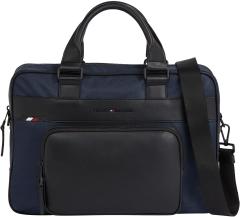 Nylon Aktentasche Herren Tommy Hilfiger 1985 Computer Bag Space Blue Dunkelblau Glanz 